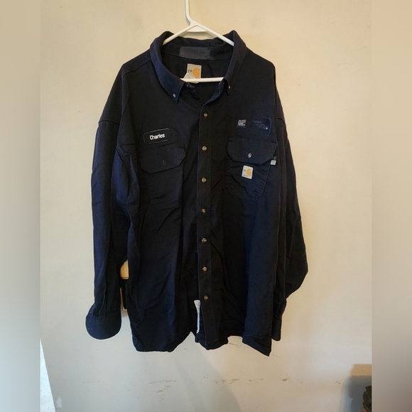 Carhartt Other - Carhartt FR Flame Resistant 294-20 Men's Size 4 XL Navy Blue LS Work Shirt